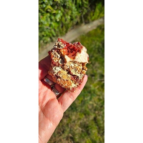 Vanadinite and Hematite Quartz Crystal - Picture 3 of 6